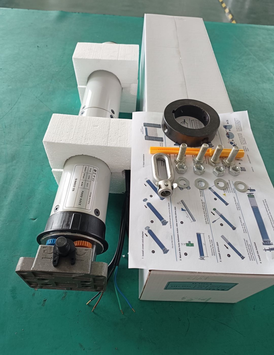 Industry Steel Entry Door with DM92 500N Big Torque Industrial Roller Tubular Motor Window Accessories